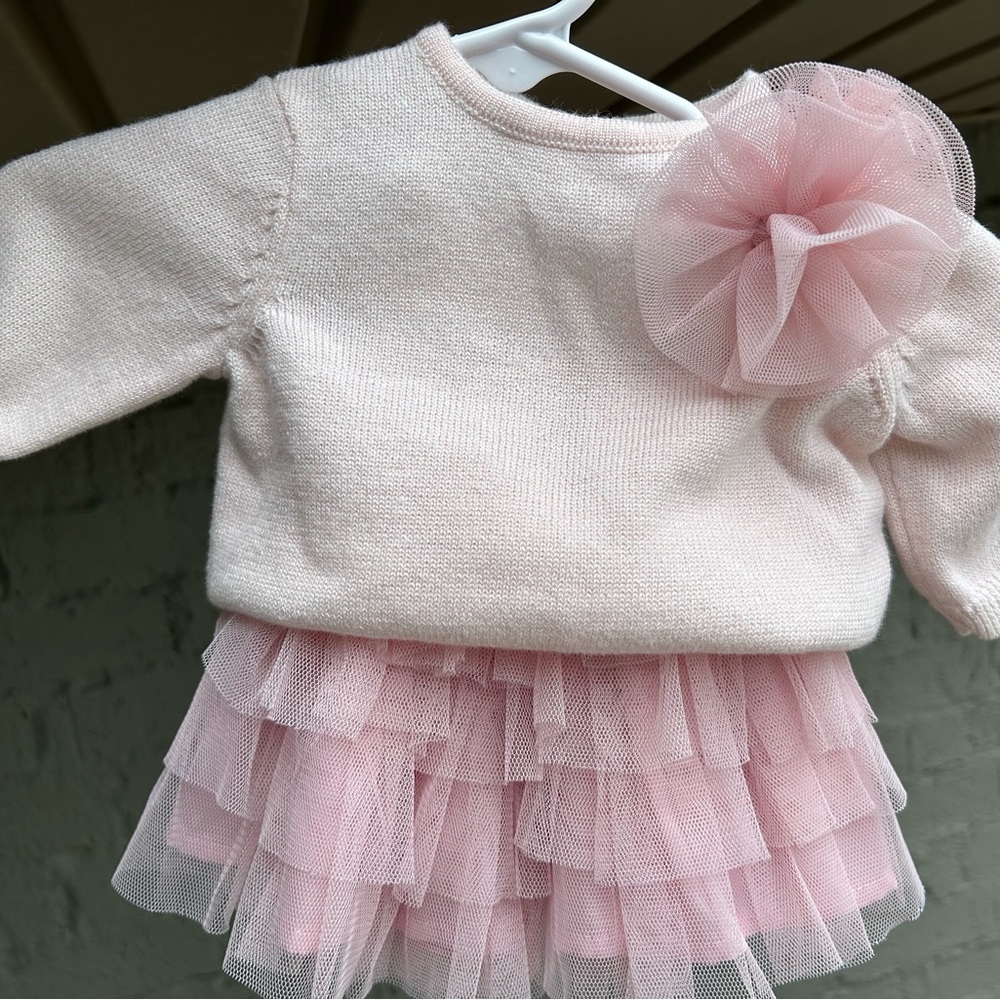 NWOT- First Impressions Infant Sweater and Skirt Set
